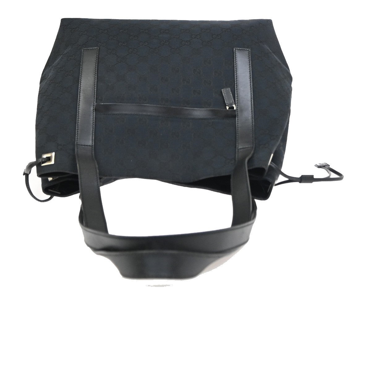 GUCCI Logo GG Pattern Shoulder Tote Bag Canvas Leather Black SHW Italy 80KD022