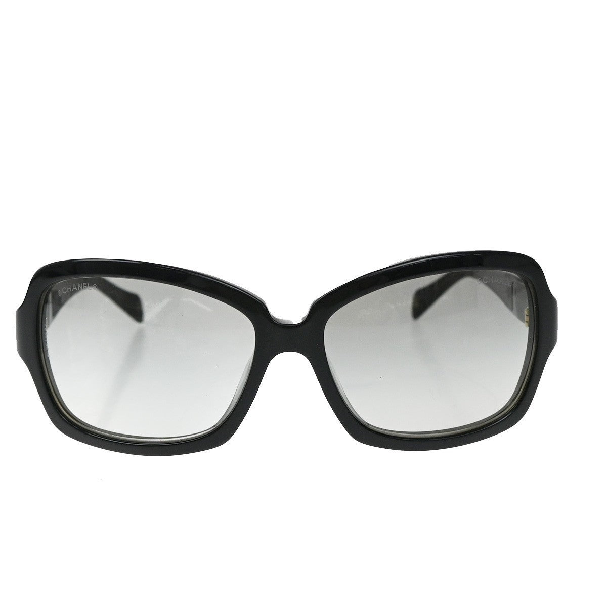 CHANEL CC Logo Sunglasses Eye Wear Plastic Leather Black 5143-A 63RP001
