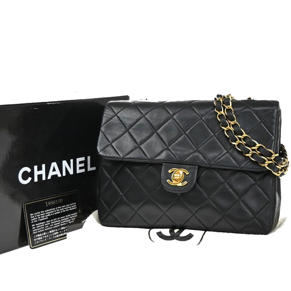 CHANEL CC Mini Matelasse Chain Shoulder Bag Leather Black GHW Vintage 321RF614