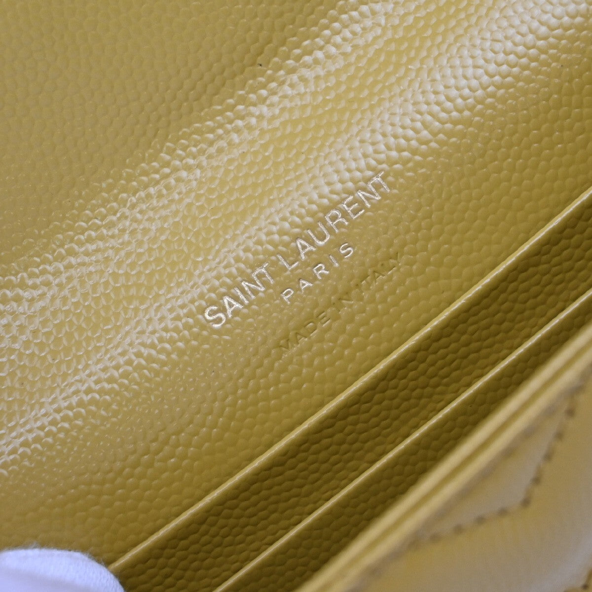 SAINT LAURENT YSL Logo Compact Bifold Wallet Leather Yellow GHW 85RF304