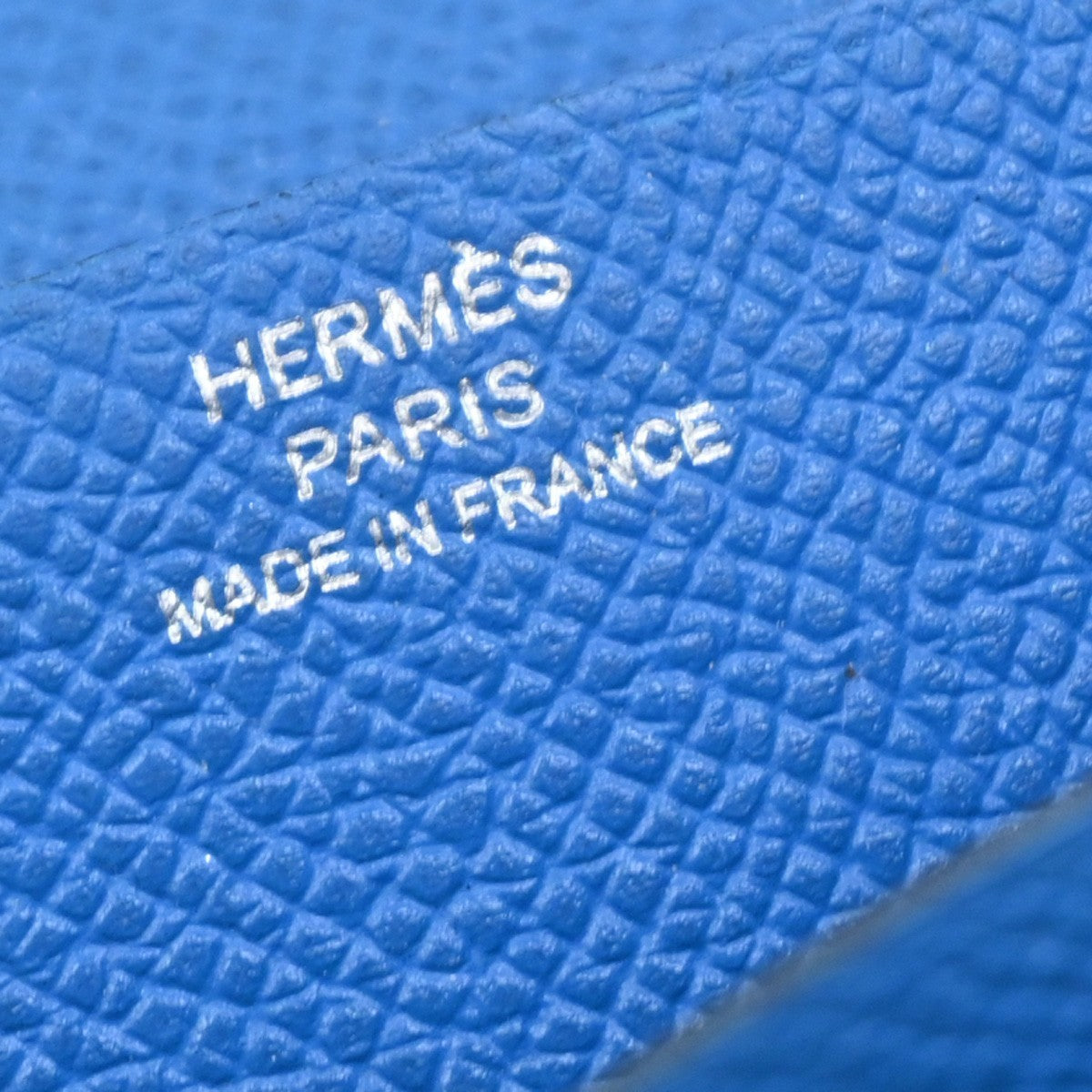 HERMES Logo Bearn Long Bifold Wallet Purse Epson Leather Blue SHW 65RQ023