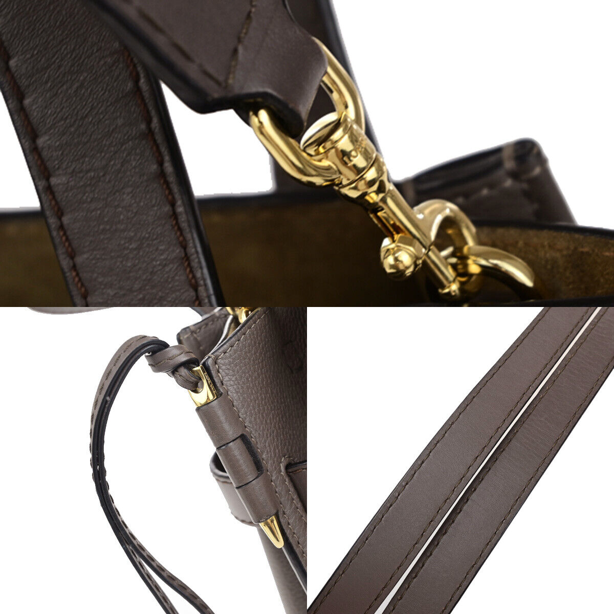 LOEWE Logo Gate Top Handle 2Way Shoulder Hand Bad Leather Brown GHW 95RK662