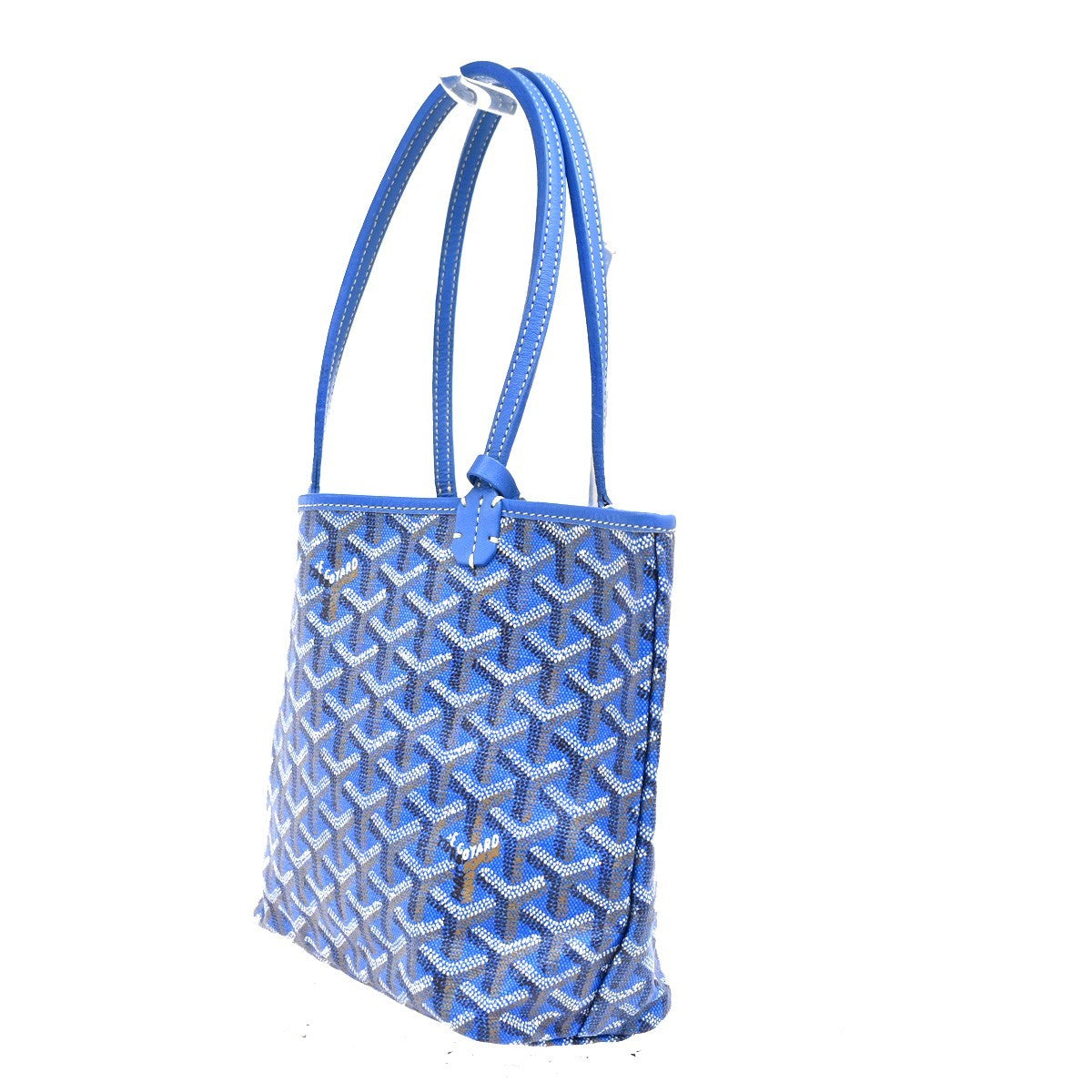 GOYARD Anjou Mini  Shoulder Hand Tote Bag Pouch Blue Canvas Leather 654RL918