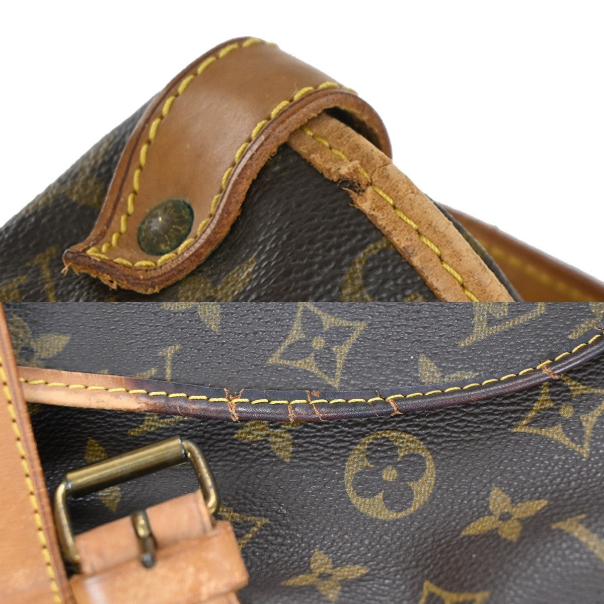 LOUIS VUITTON Logo Saumur 43 Shoulder Bag Monogram Leather Brown M42252 35MA673