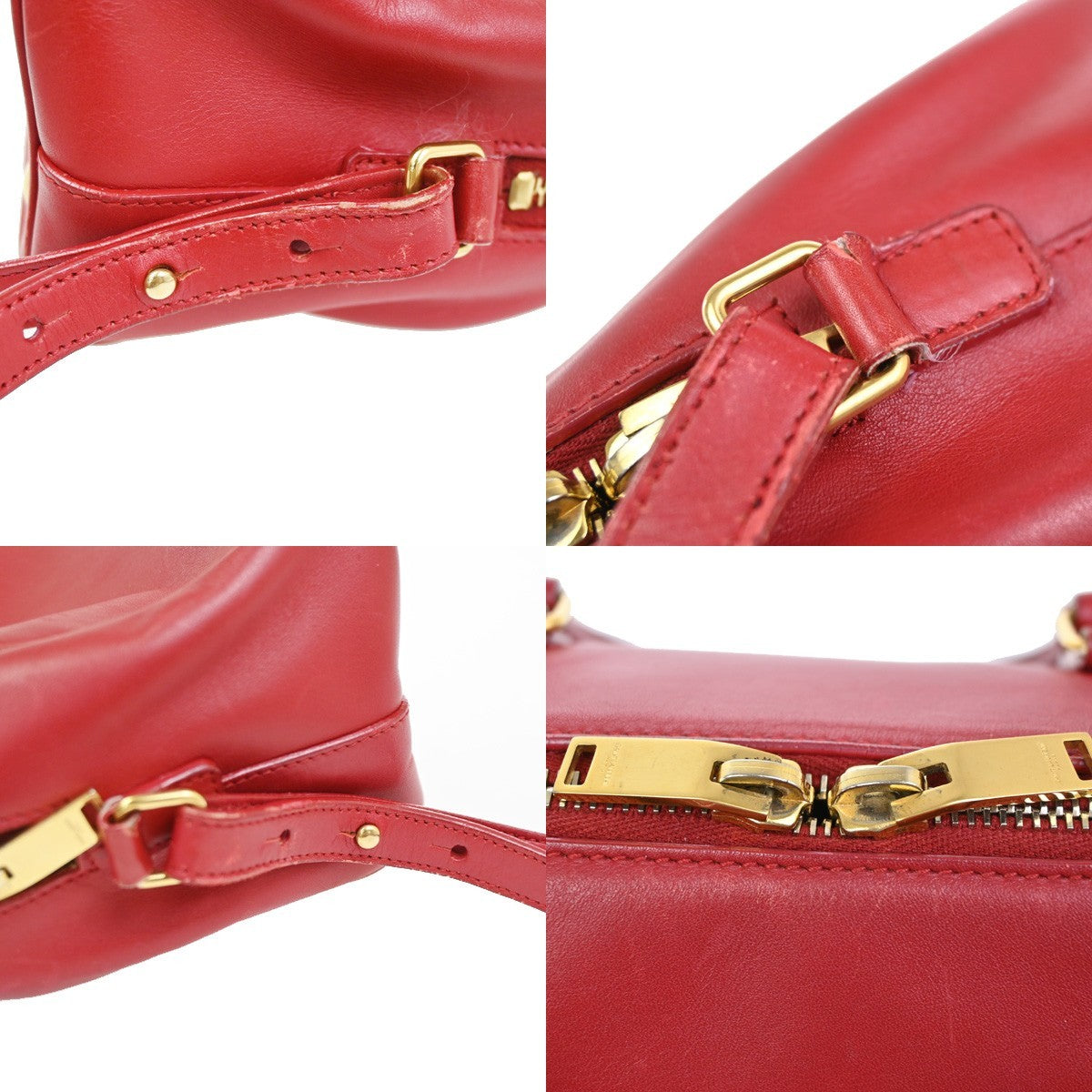 SAINT LAURENT Baby Duffle 2Way Shoulder Handbag Leather Red GHW Italy 86ZA293