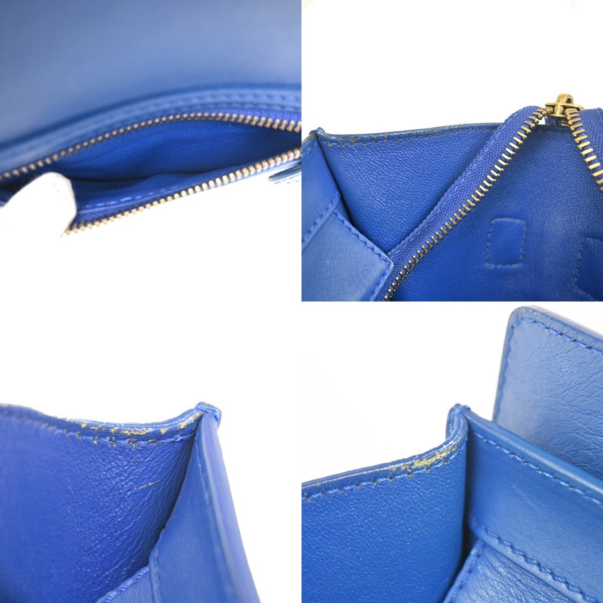 CELINE Luggage Mini Top Handle Tote Hand Bag Leather Blue GHW Italy 95RL900