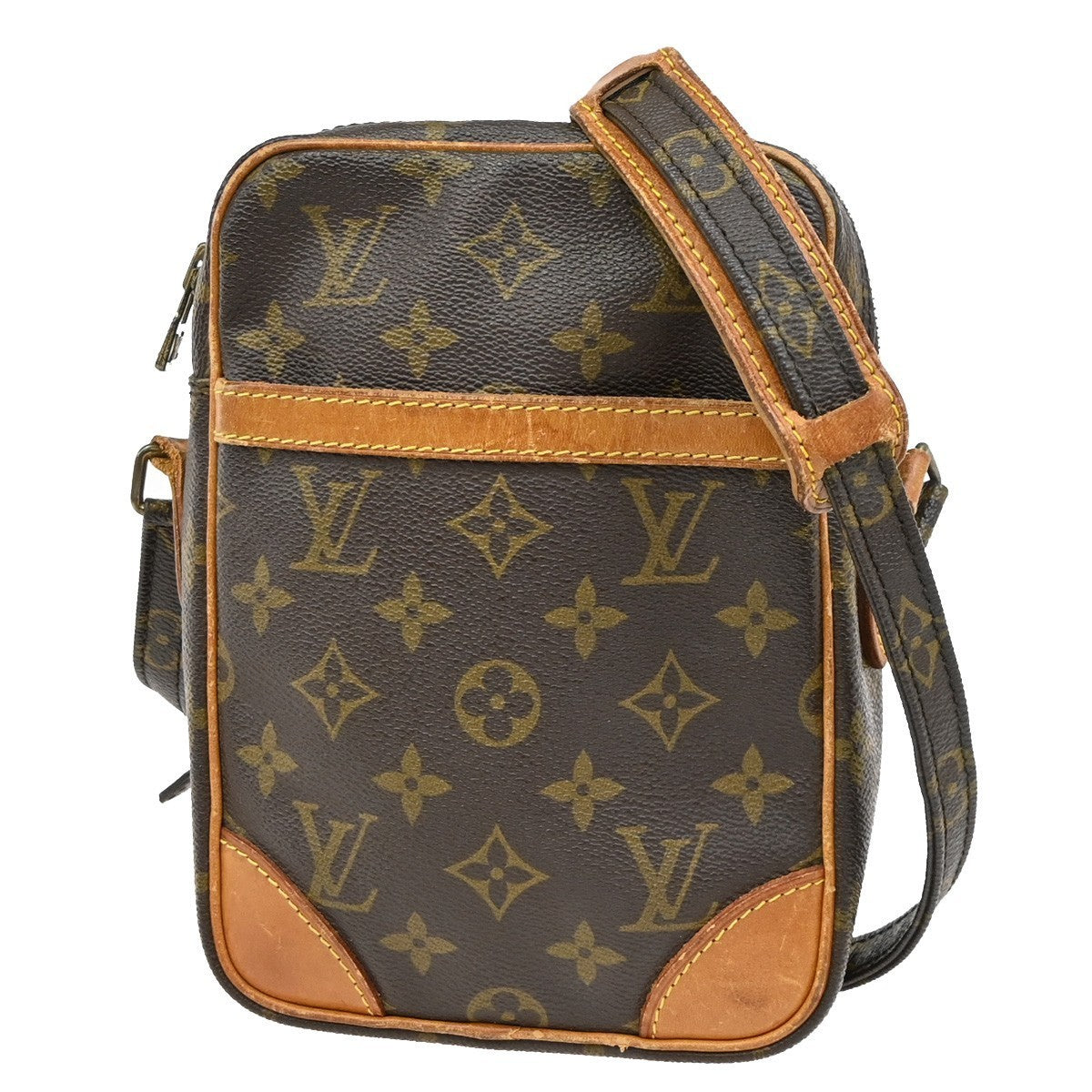 LOUIS VUITTON Danube Shoulder Bag Monogram Leather Brown France M45266 65KD129