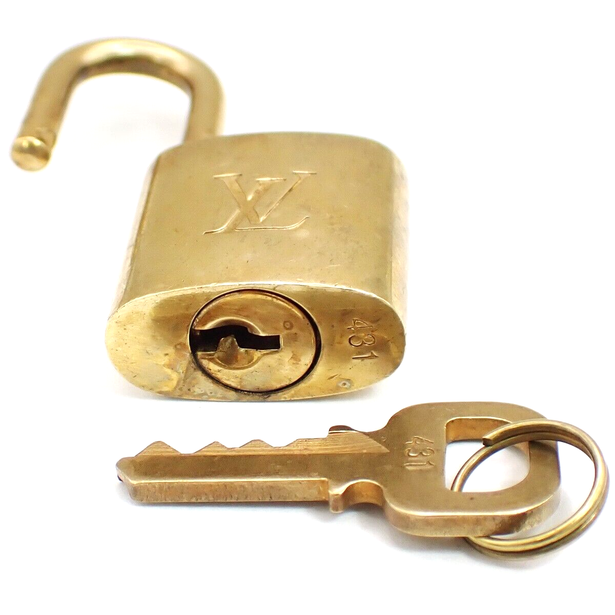 LOUIS VUITTON LV 10 Set  Padlock Key Bag Charm Cadena Gold Plated France 37YF815