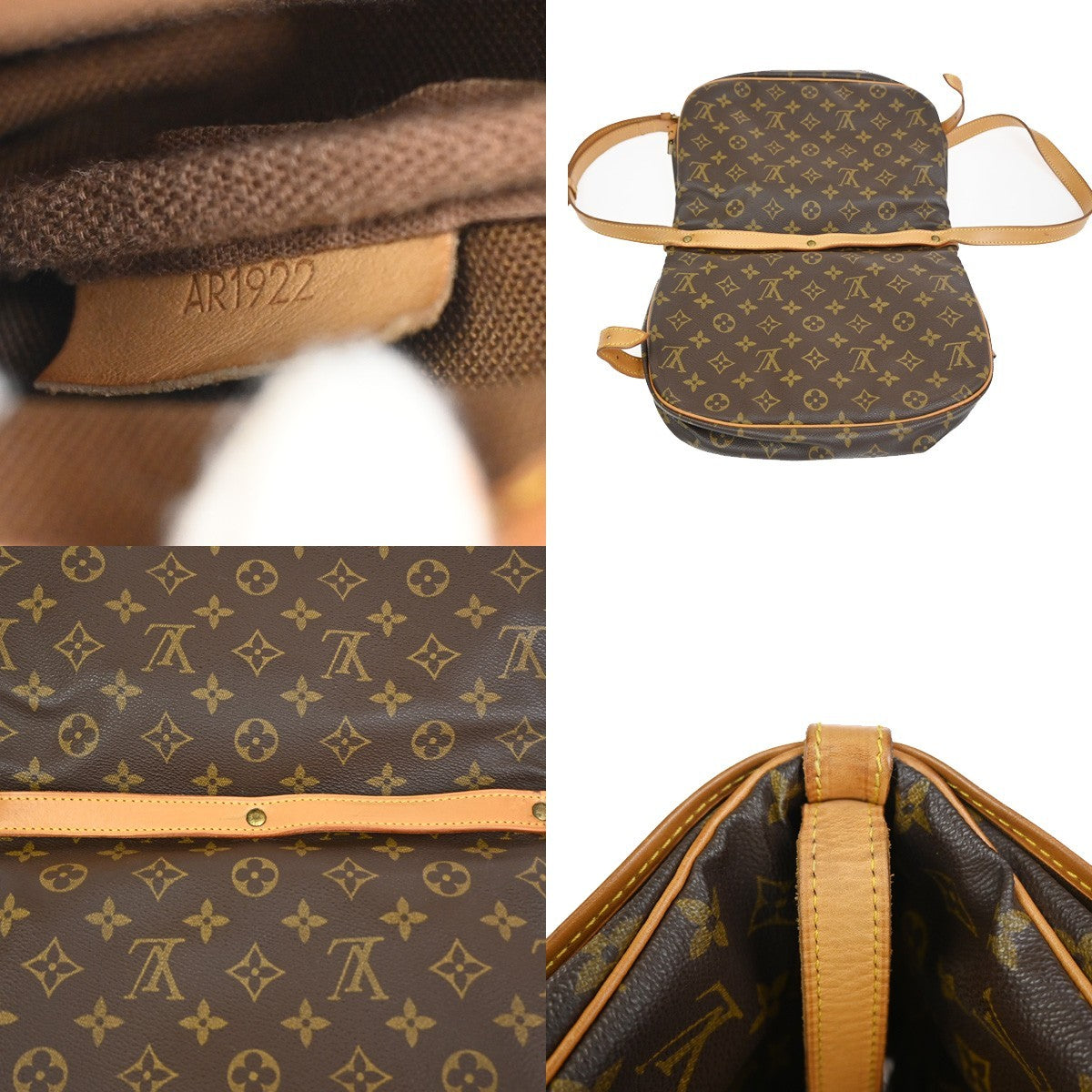 LOUIS VUITTON Logo Saumur 30 Shoulder Bag Monogram Leather Brown M42256 72KC902