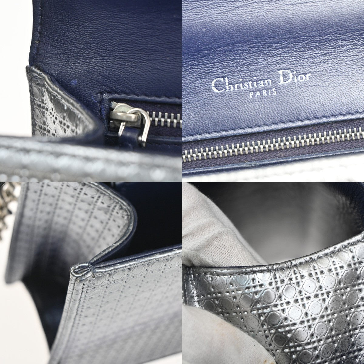 CHRISTIAN DIOR Ombre Diorama Archicannage Chain Shoulder Bag Leather 50RL945