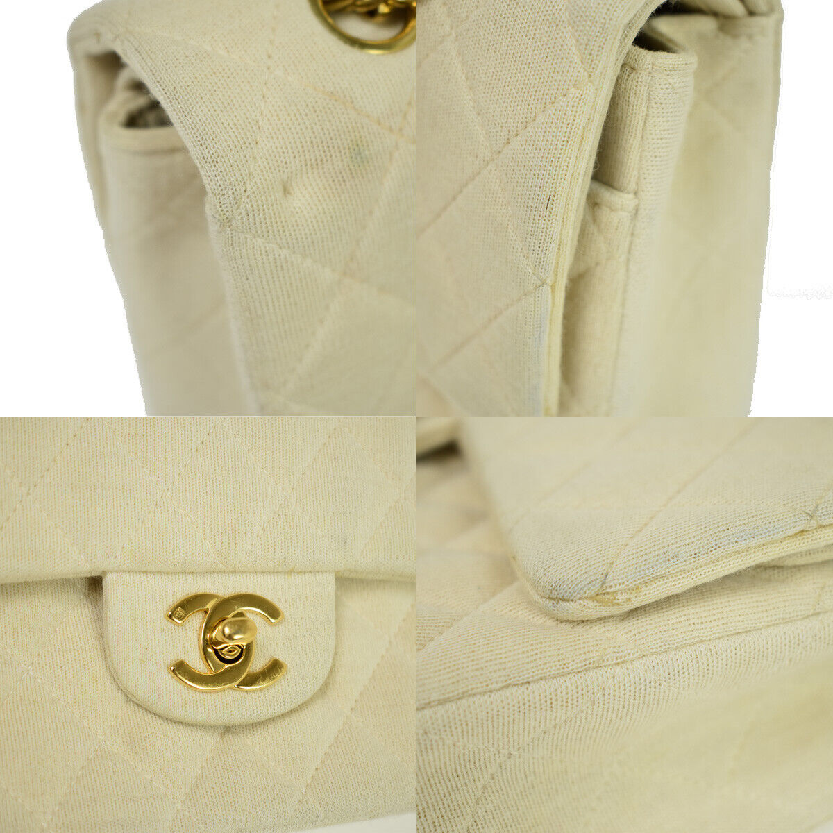 CHANEL CC Matelasse 25 Double Flap Chain Shoulder Bag Canvas Leather IY 332RJ544
