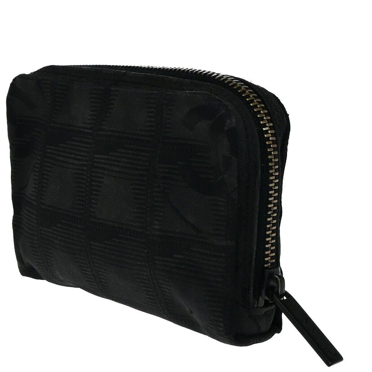 CHANEL CC Logo New Travel Line Mini Pouch Bag Jacquard Black France 02EB271