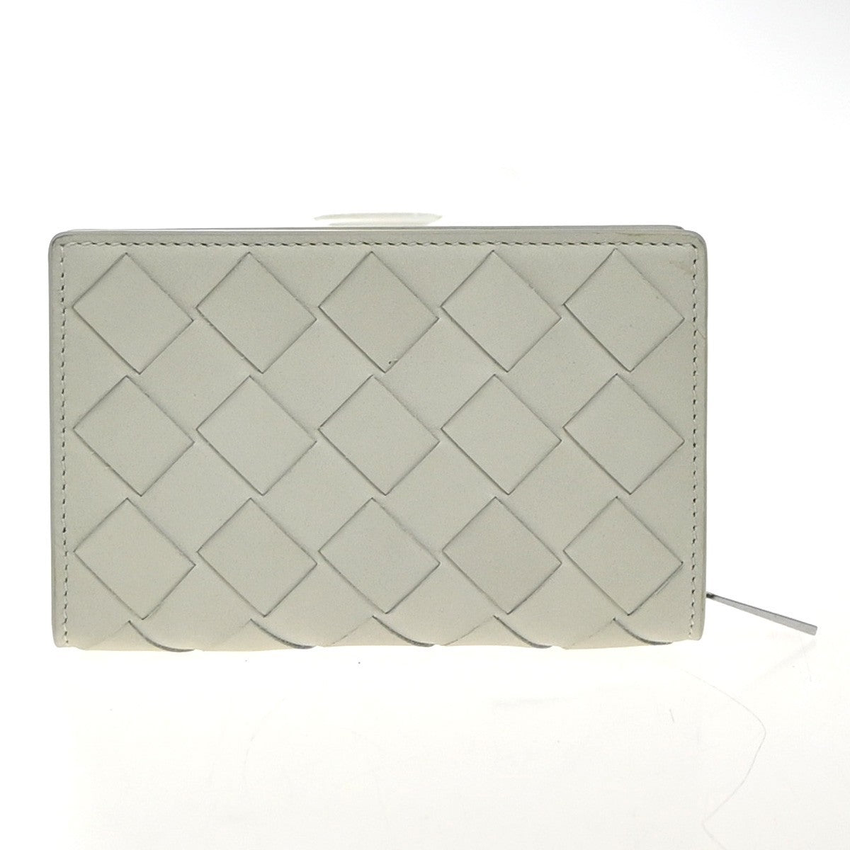 BOTTEGA VENETA Logo Intrecciato Compact Zipper Wallet Leather White 39EG240