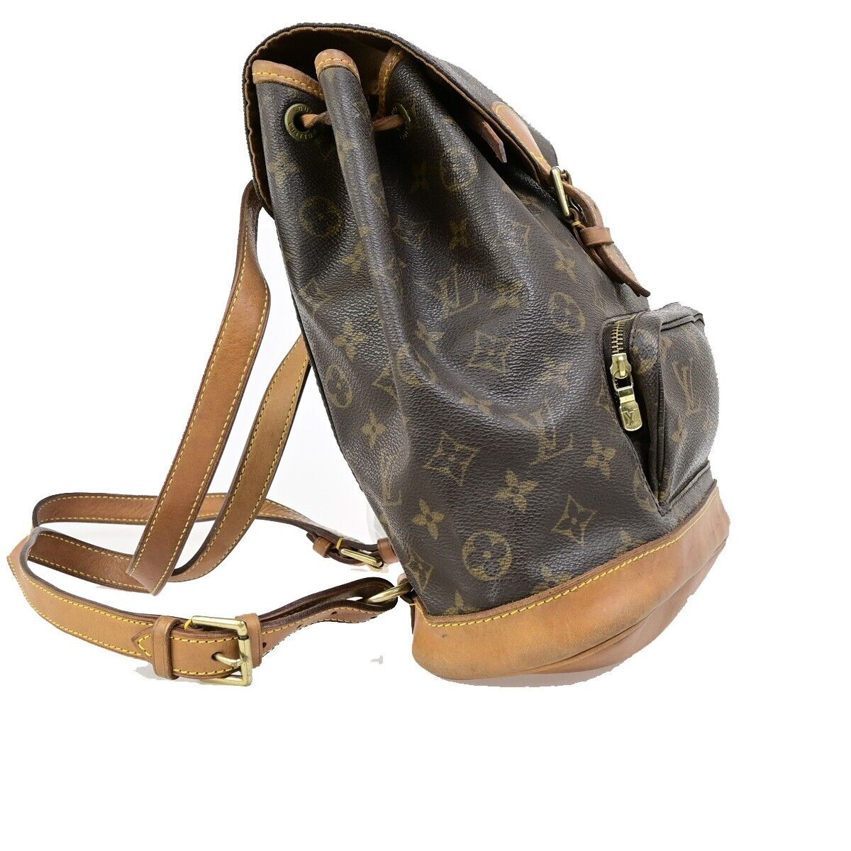 LOUIS VUITTON Montsouris MM Backpack Bag Monogram Leather Brown M51136 73ED058
