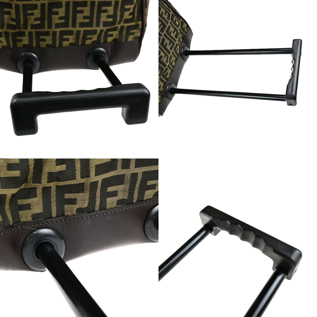FENDI Zucca Rolling Duffel Bag Trolley Case Canvas Leather Brown SHW 70KB650