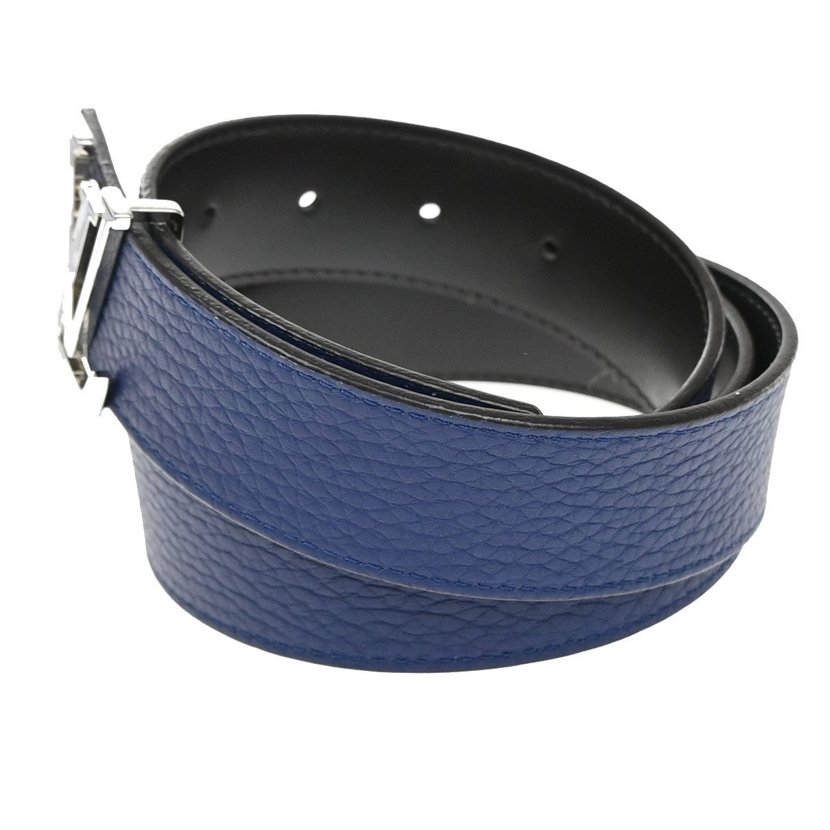 LOUIS VUITTON Logo Ceinture LV Initial Belt Taurillon Leather Blue N1012 31KP197