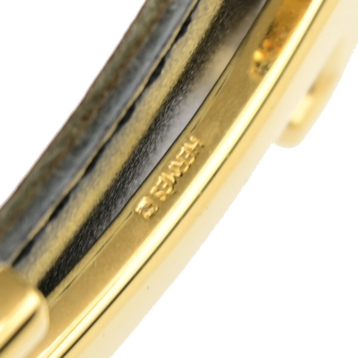 HERMES H Logo Constance Reversible Buckle Belt Leather #65 Black Brown 34YG811