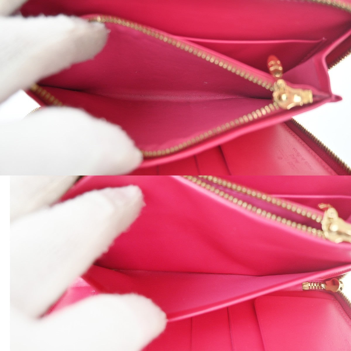 LOUIS VUITTON 2 Set Bifold Zipper Wallet Monogram Vernis Epi Pink White 60TA459