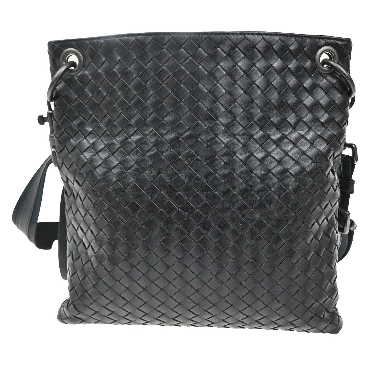 BOTTEGA VENETA Intrecciato Shoulder Bag Leather Black Italy 172736 12RL630