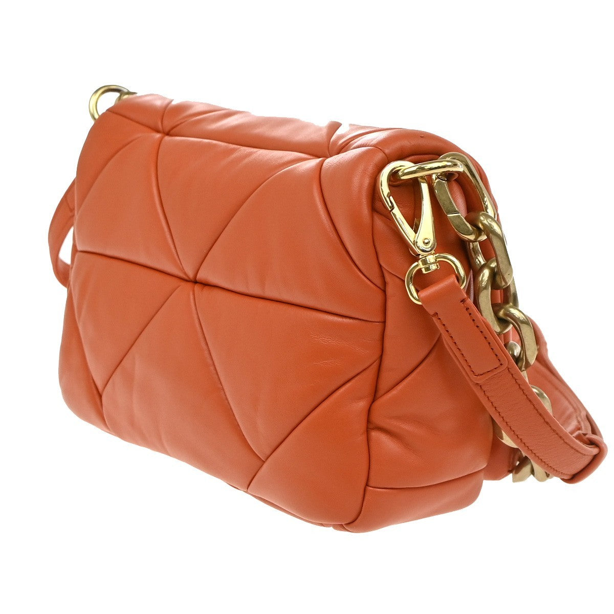 PRADA System Patchwork 2way Shoulder Hand Bag Nappa Leather Orange 620RF990