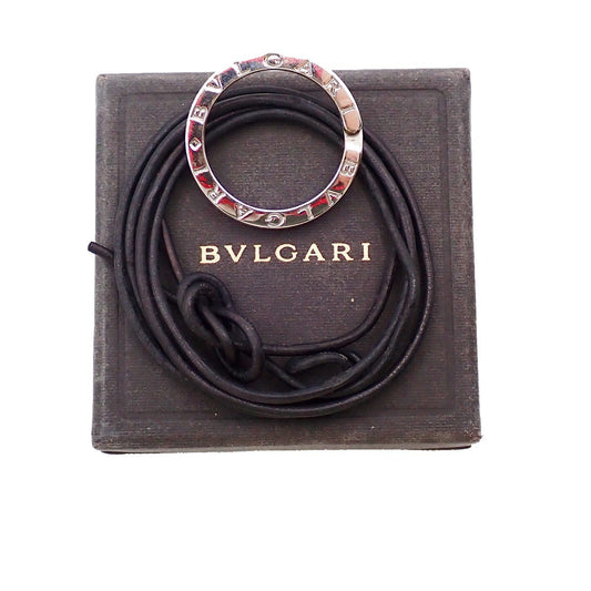 BVLGARI Logo Key Ring Silver Ag 925 Accessory Italy 02EG277