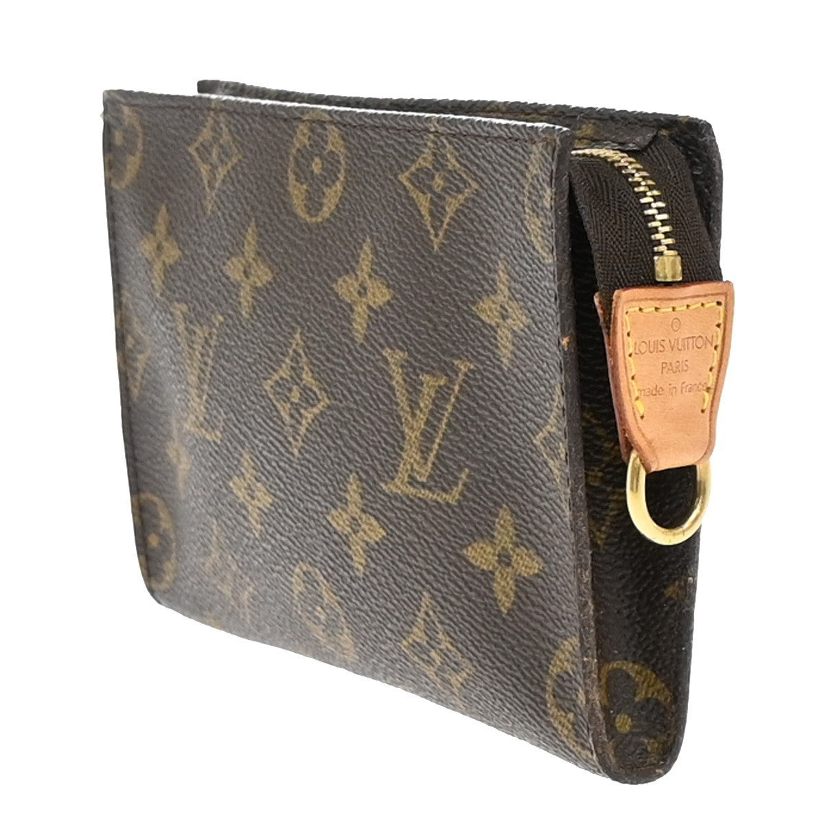 LOUIS VUITTON Logo BUCKET PM Pouch Bag Monogram Leather Brown France 05KB296