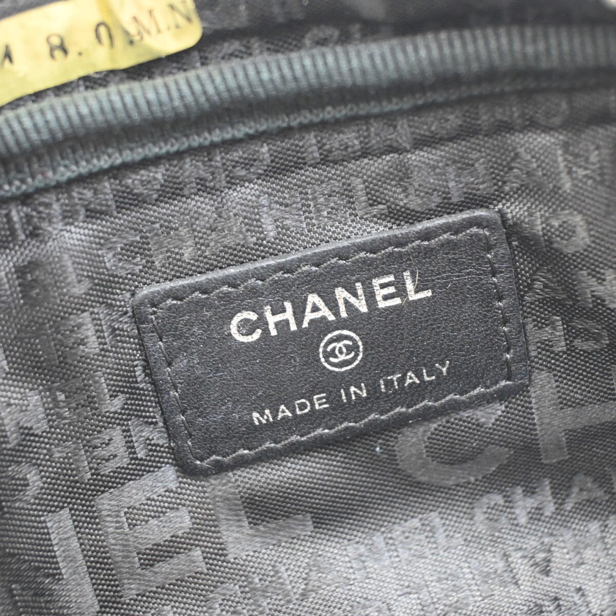 CHANEL CC Choco Bar Lipstick Charm Pouch Nylon Black Silver Italy 62RL202