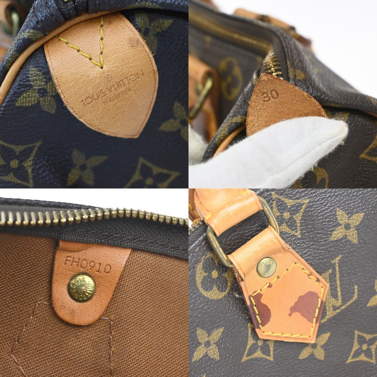 LOUIS VUITTON Speedy 30 Travel Hand Bag Monogram Leather Brown M41526 12YJ244