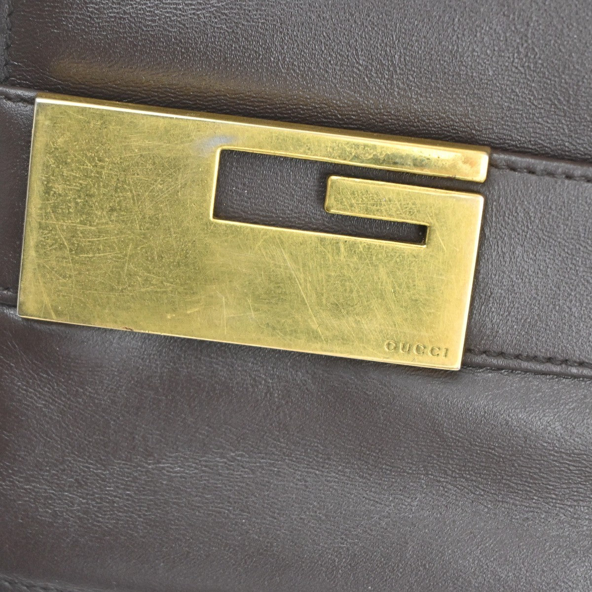 GUCCI Logo Shoulder Bag Leather Brown Italy GHW 38TA380