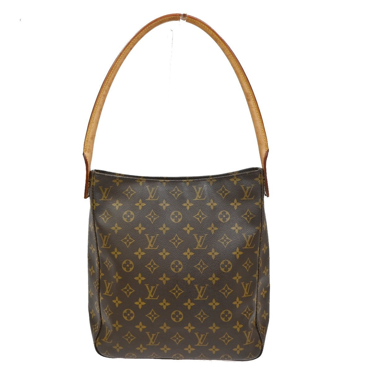 LOUIS VUITTON Logo Looping GM Shoulder Bag Monogram Leather Brown M51145 72CA723