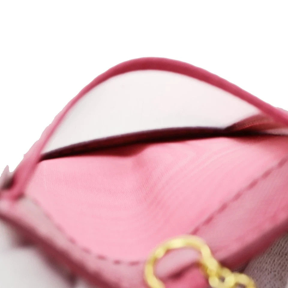 PRADA Logo Saffiano Multic Long Bifold Wallet Leather Black Pink GHW 37YH058