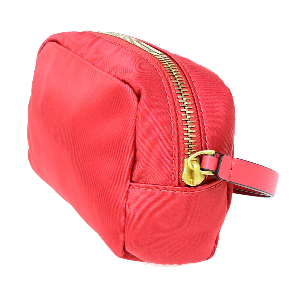 VALENTINO GARAVANI Logo Cosmetic Pouch Nylon Leather Red GHW Italy 09YF133
