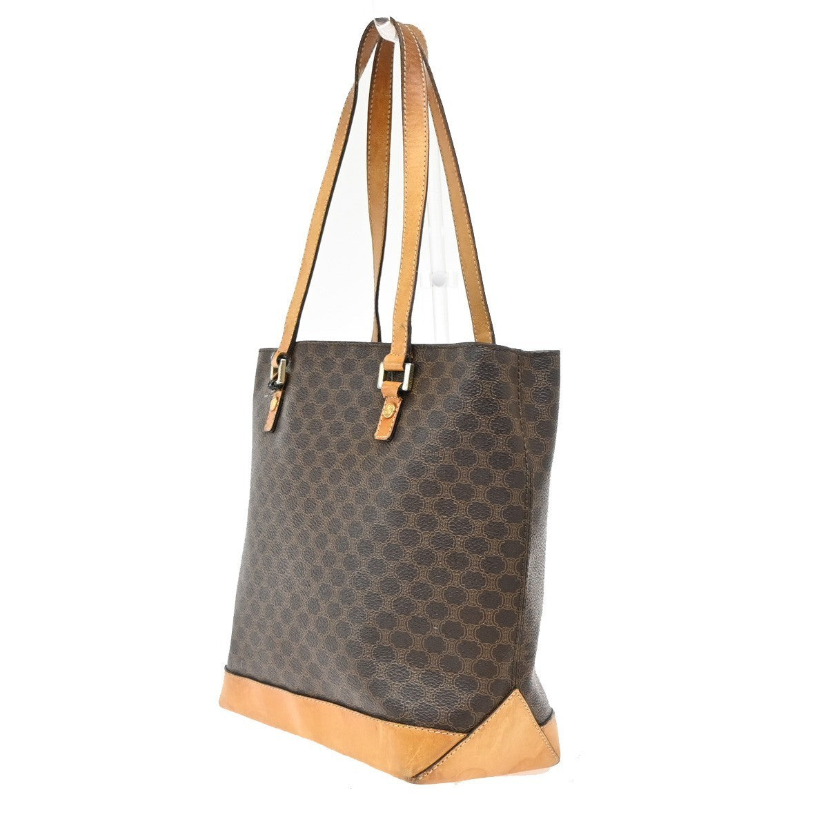 CELINE Logo Macadam Pattern Shoulder Tote Bag PVC Leather Brown Italy 04KP161