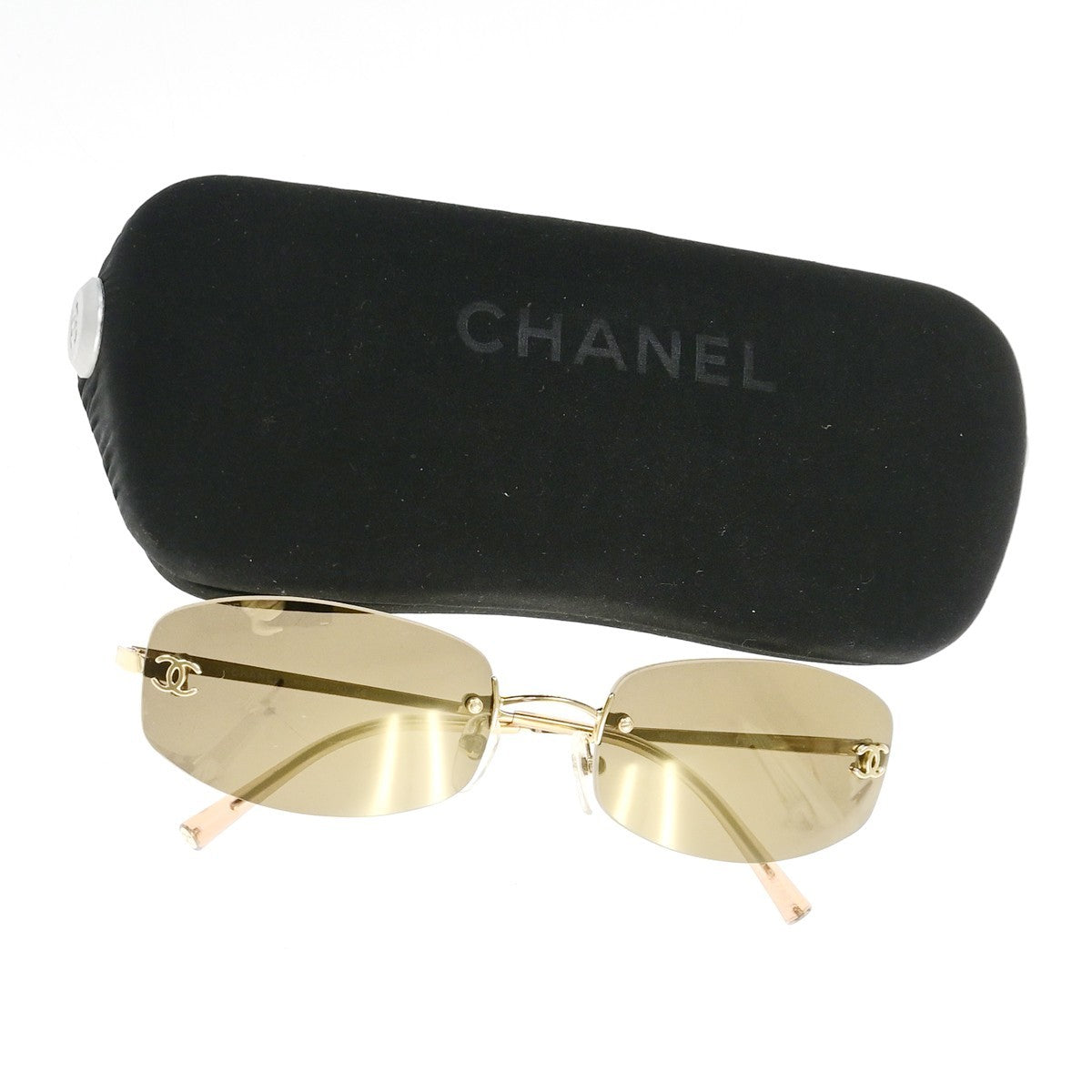 CHANEL CC Logo Sunglasses Mirrored Lenses Eye Wear Metal GHW 4002 05RQ075