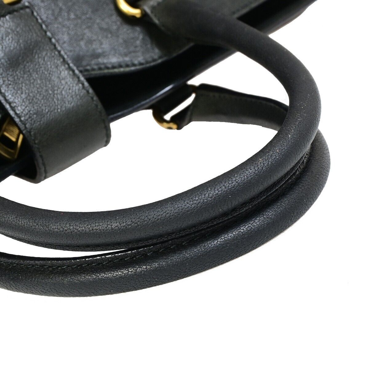 YVES SAINT LAURENT YSL Logo Cabas Chyc Hand Bag Leather Black GHW Italy 70EB951