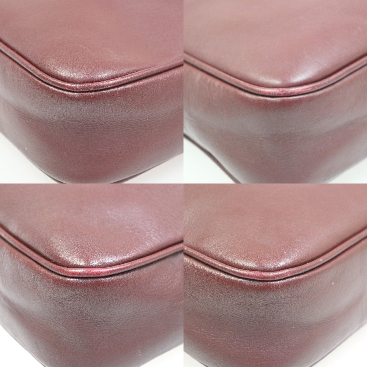 CARTIER Logo Must Line Shoulder Hand Bag Leather Red  Burgundy Italy 67MA134