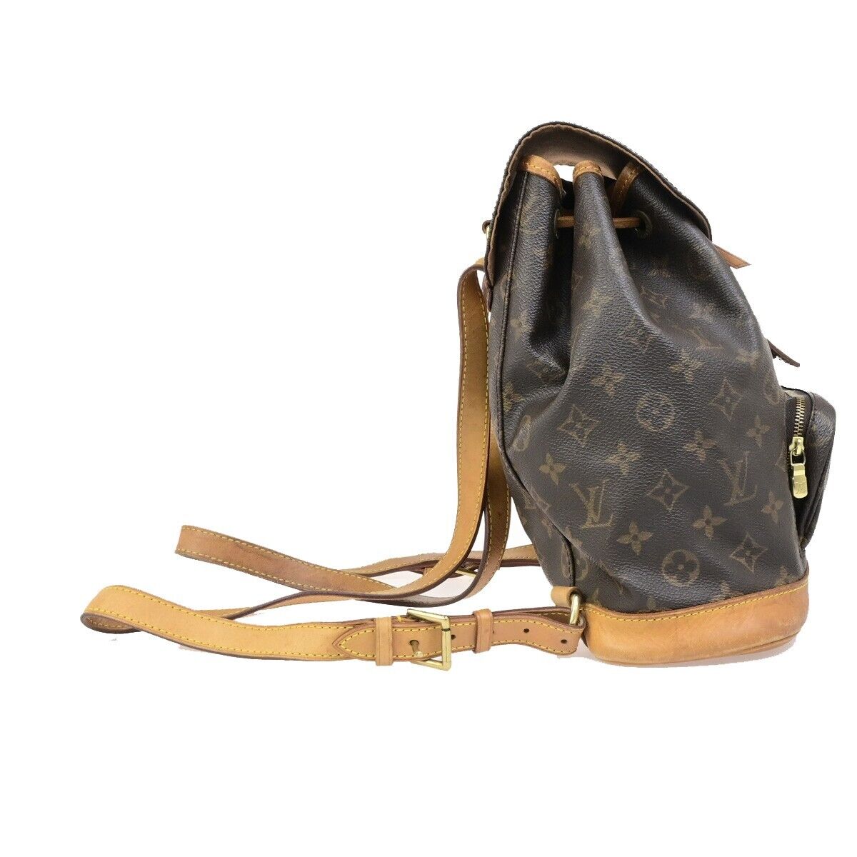 LOUIS VUITTON Montsouris MM Backpack Bag Monogram Leather Brown M51136 77ED313
