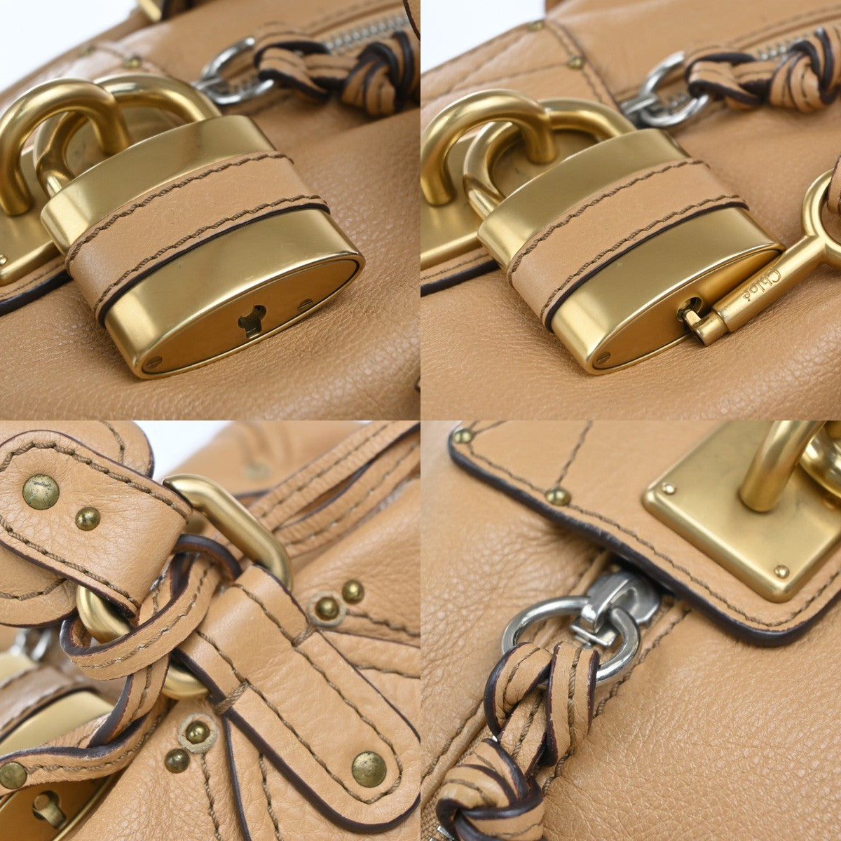 CHLOE Logo Paddington Padlock Shoulder Hand Bag Leather Brown GHW Italy 58EG376