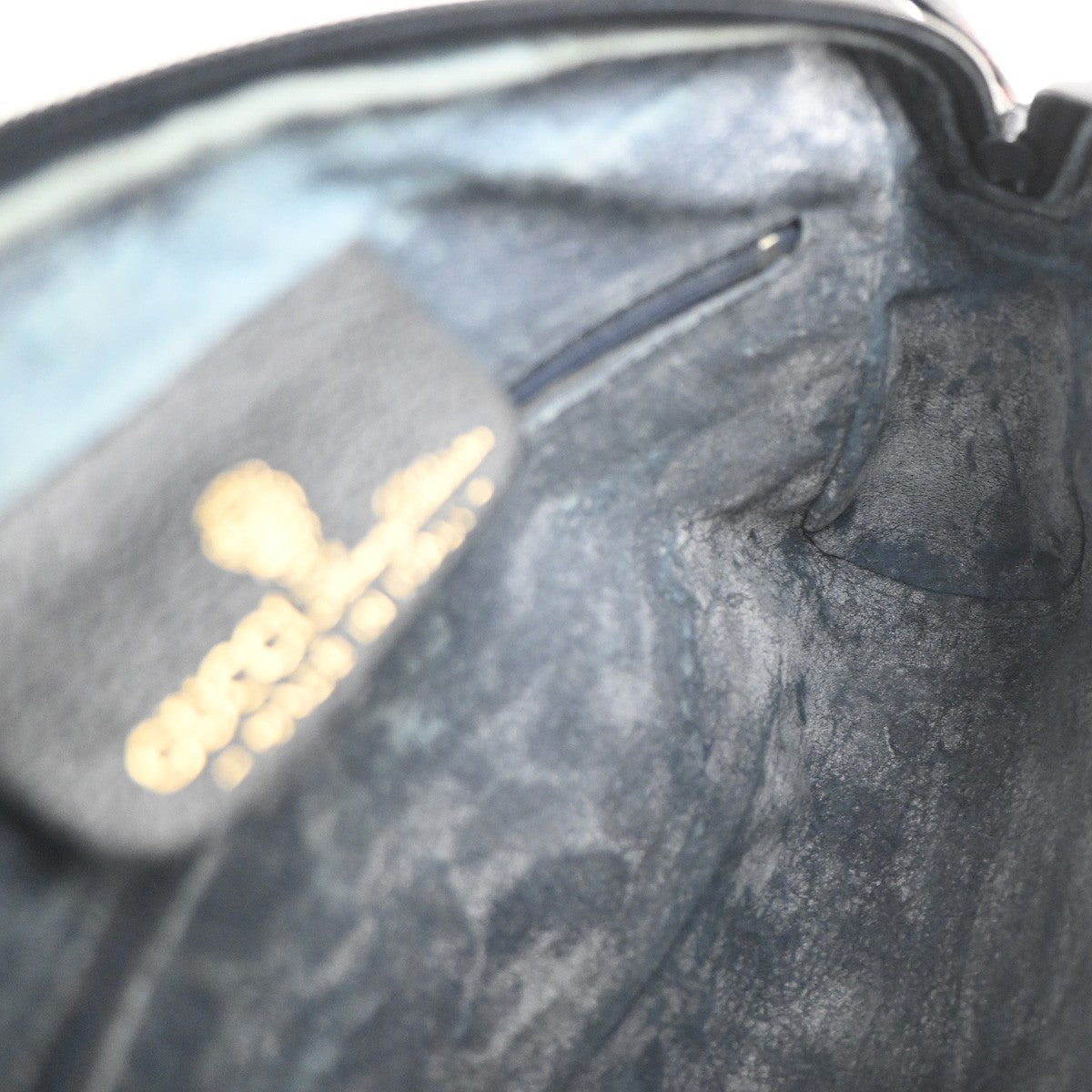GUCCI Logo GG Sherry Line Shoulder Hand Bag PVC Leather Navy Blue Italy 69MA470