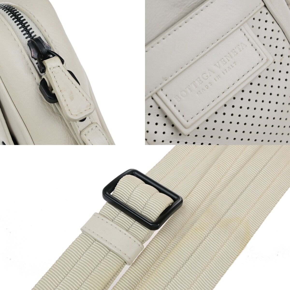 BOTTEGA VENETA Logo Mini Shoulder Bag Leather White Made in Italy 83EC630