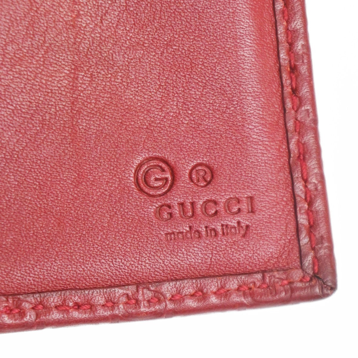 GUCCI Micro Guccissima GG Pattern Bifold Long Wallet Leather Red Italy 31KC718