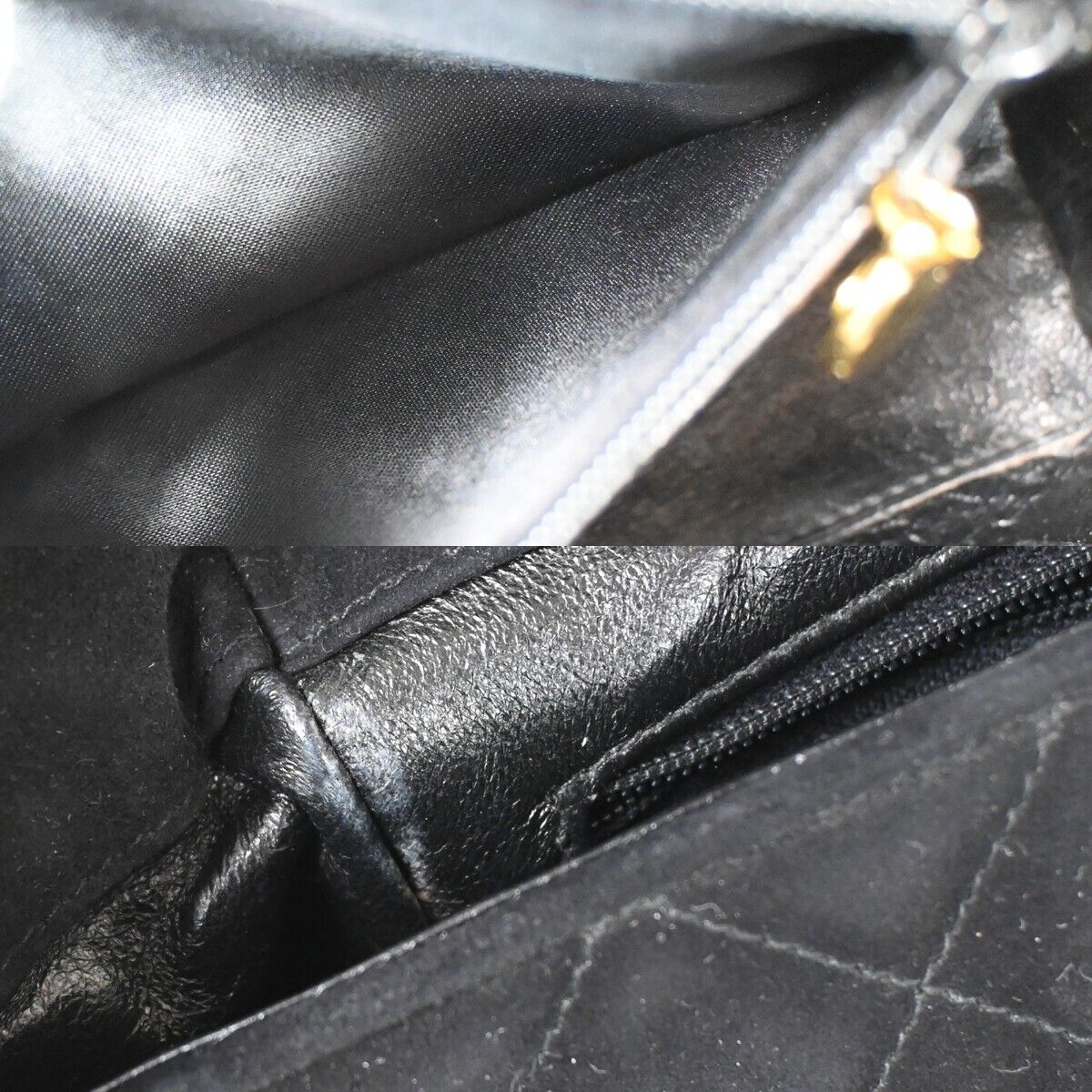 CHANEL CC Logo Mini Matelasse Shoulder Bag Suede Leather Black Gold 691HB551