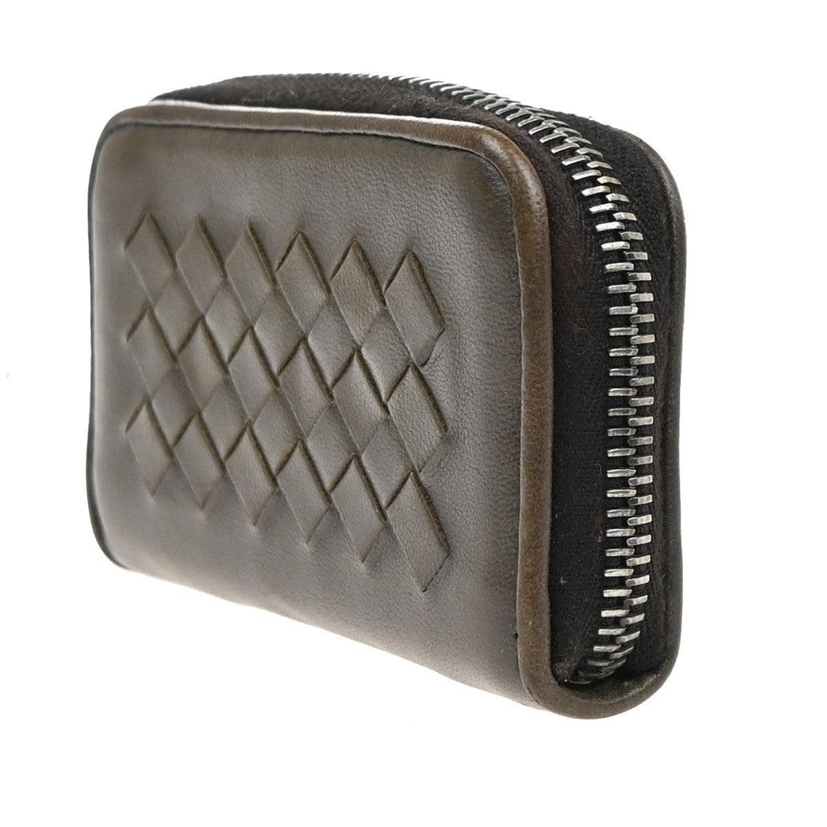 BOTTEGA VENETA Logo Intrecciato Coin Case Wallet Leather Brown Italy 02KD050