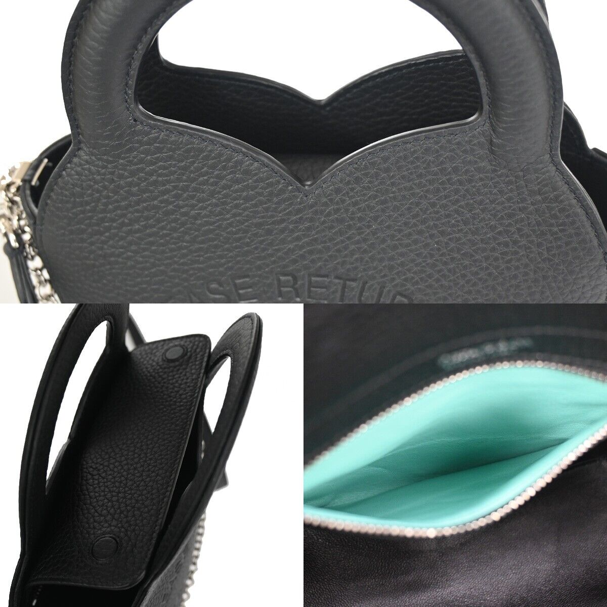 TIFFANY & CO. Return To Tiffany 2Way Hand Mini Tote Bag Leather Black 694RC853