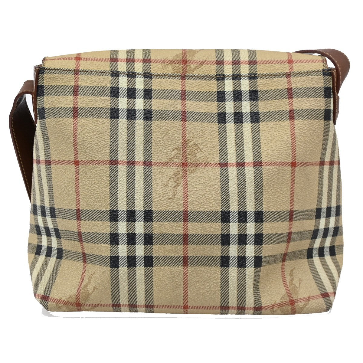 BURBERRY Logo Nova Check Shoulder Bag PVC Leather Brown GHW 31CA247