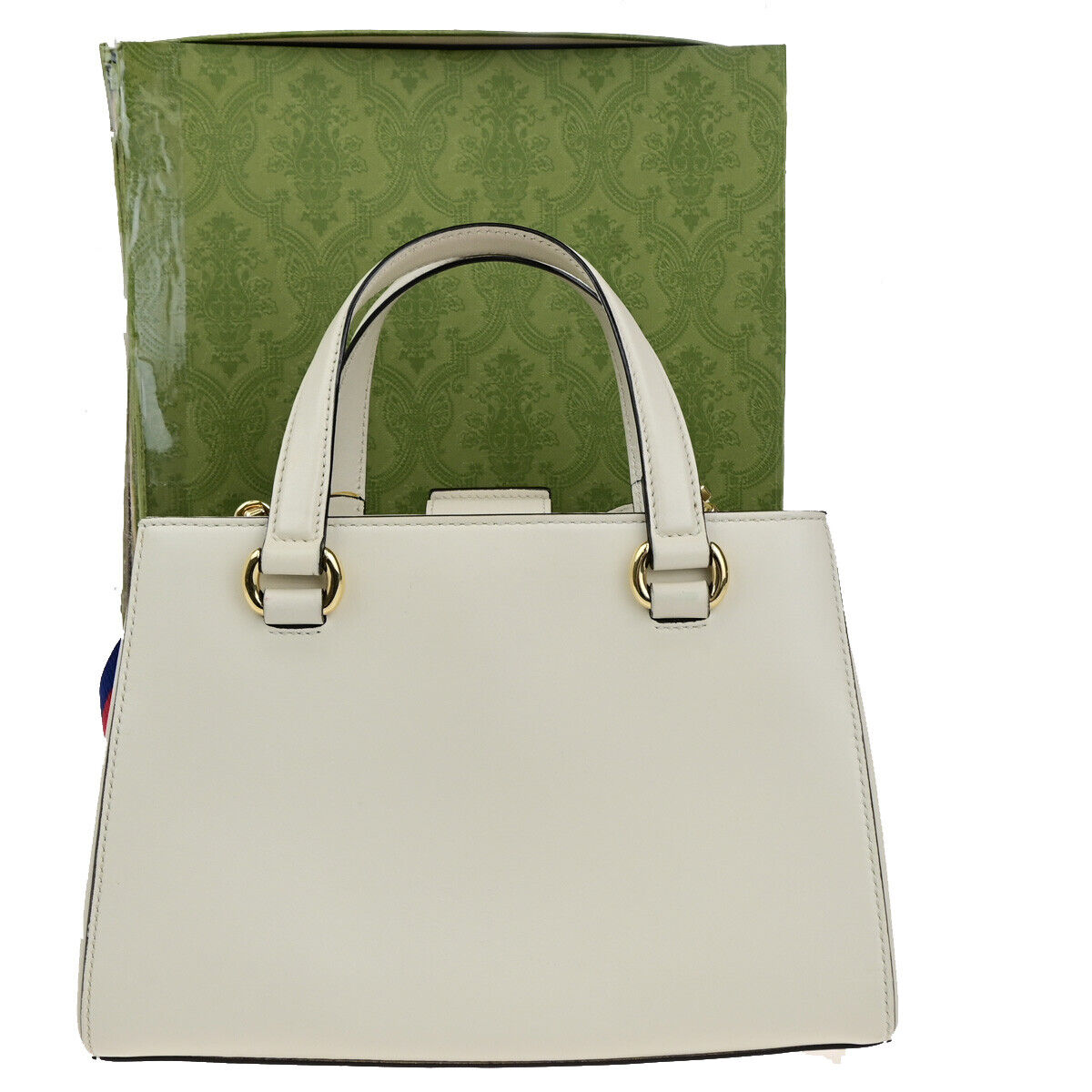 GUCCI Logo Sylvie Sherry 2 Way Shoulder Hand Bag Leather White GHW Italy 21YG624