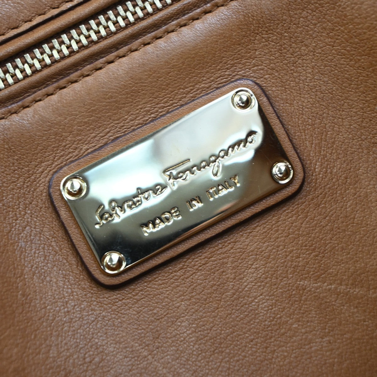SALVATORE FERRAGAMO Gancini 2Way Shoulder Hand Bag Leather Brown GHW 31EG158