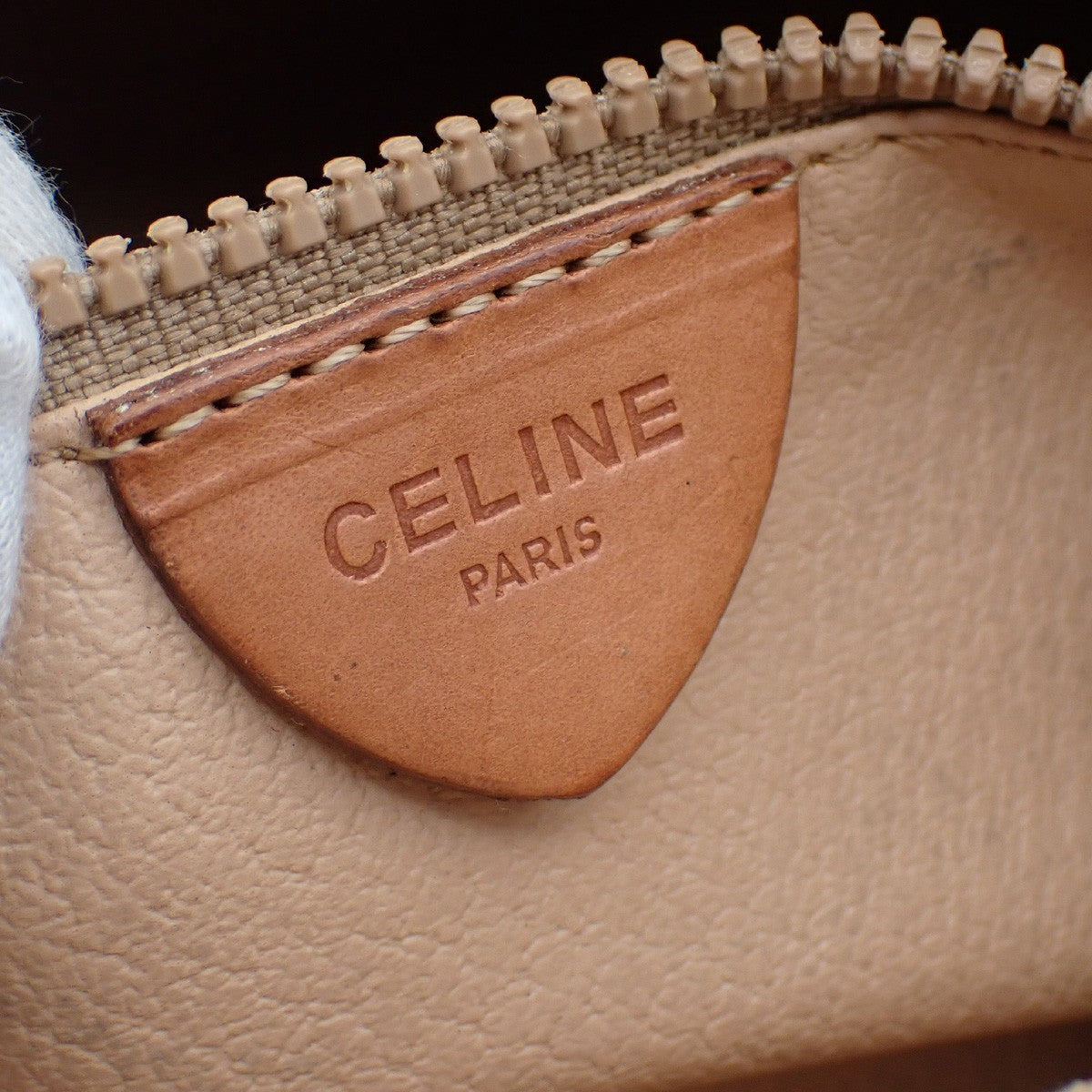 CELINE Logo Macadam Pattern Shoulder Bag PVC Leather Beige Italy 65KC571