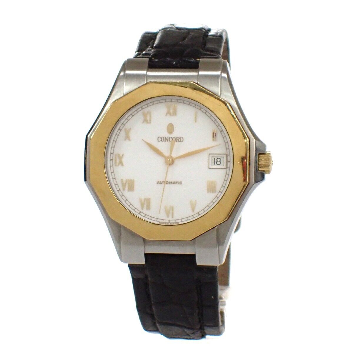 CONCORD Auto Mariner Wrist Watch 38mm 15.A9.112 Leather Gold BK Limited 21GA883