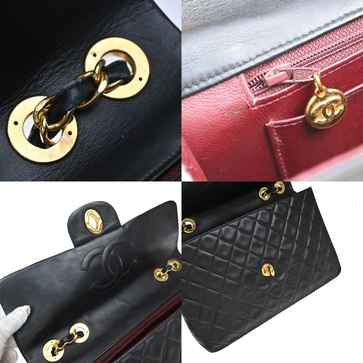 CHANEL Maxi Jumbo Matelasse 34 Chain Shoulder Bag Leather Black Vintage 809RF950